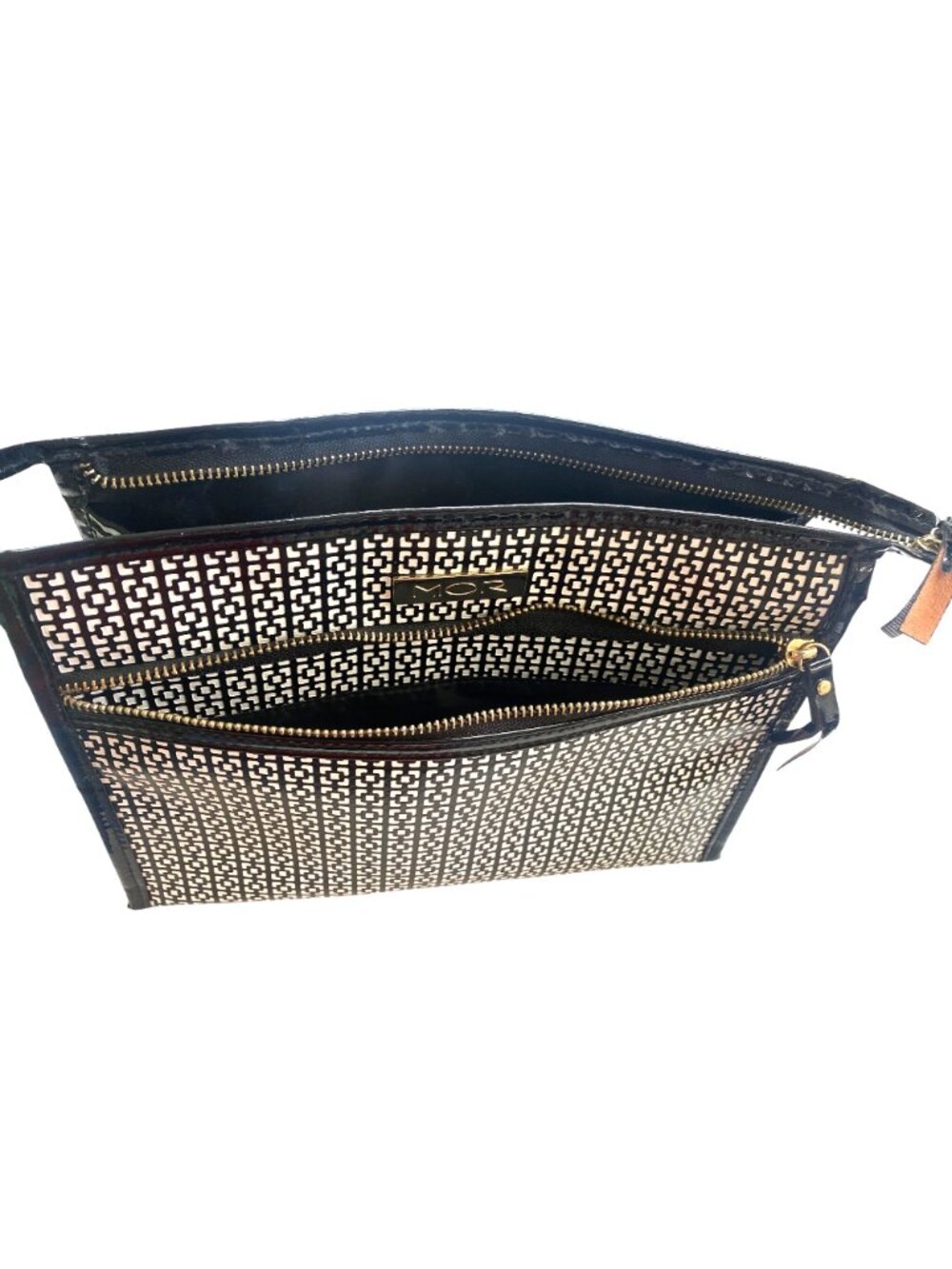 Mor Black & White Geometric Pattern Zip-Up Makeup Bag - Picture 6 of 7